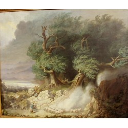 Paintings | Painting: ‘Landscape with Shepherd and Sheep’ by Moinat SA  – Antiques and Decor