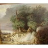 Paintings | Painting: ‘Landscape with Shepherd and Sheep’ by Moinat SA  – Antiques and Decor