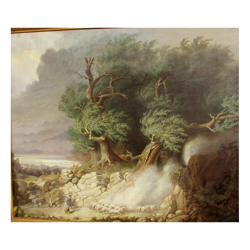 Tableau "Paysage avec berger et moutons"