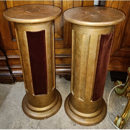 Paire de colonnes en plâtre doré Haut-Parleur