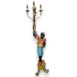 Porte-torchère Maure vénitien en bois sculpté