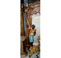 Porte-torchère Maure vénitien en bois sculpté