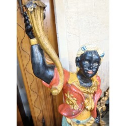 Porte-torchère Maure vénitien en bois sculpté