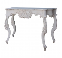 Console en bois sculpté peint blanc