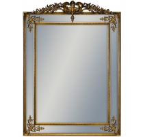 Grand miroir rectangulaire doré avec fronton