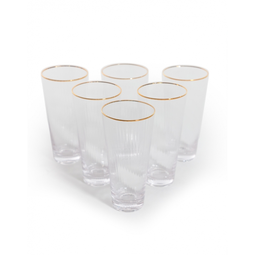 Lot de 6 verres hauts bordure dorée