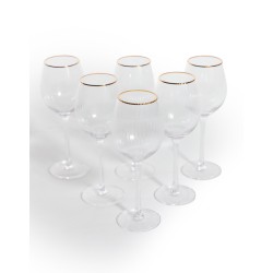 Lot de 6 verres à vin bordure dorée
