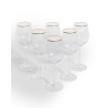 Set of 6 wine glasses with a gold rim
