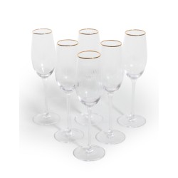 Lot de 6 flutes à champagne bordure dorée