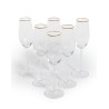 Set of 6 champagne flutes with a gold rim