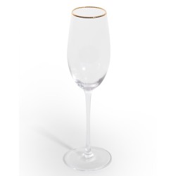 Set of 6 champagne flutes with a gold rim