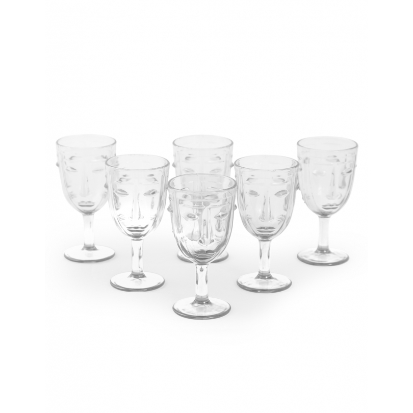Lot de 6 verres à vin Visages
