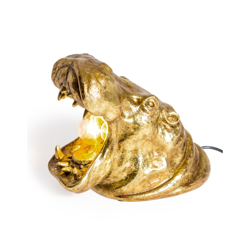 Lampe Hippopotame doré