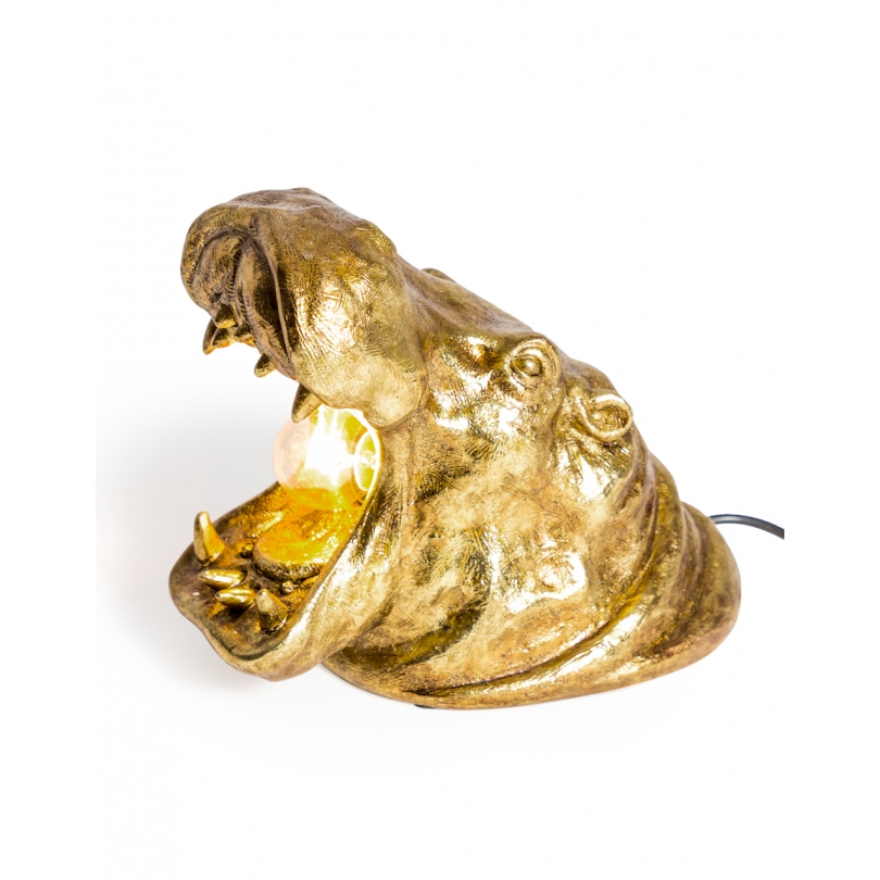 Lampe Hippopotame doré