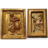 Paire de portaits en bois sculpté doré