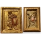 Paire de portaits en bois sculpté doré