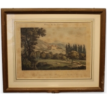 Gravure "Chateau de la Reine Berthe" par BOURGEOIS