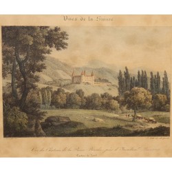 Gravure "Chateau de la Reine Berthe" par BOURGEOIS