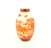 Vase style GALLÉ Éléphant orange fond blanc