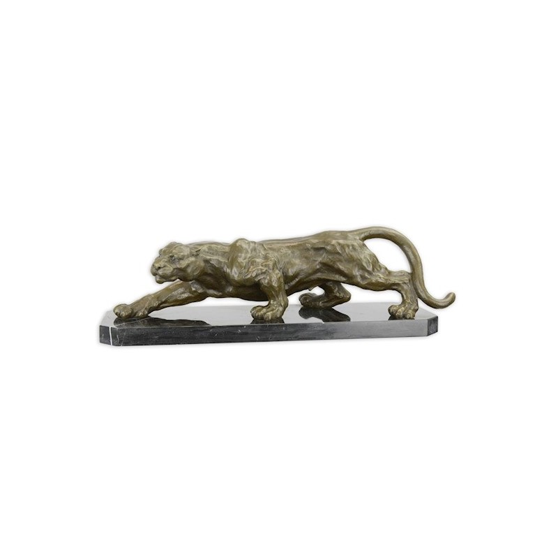 Bronze Panthère marchant socle en marbre