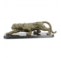 Bronze Panthère marchant socle en marbre