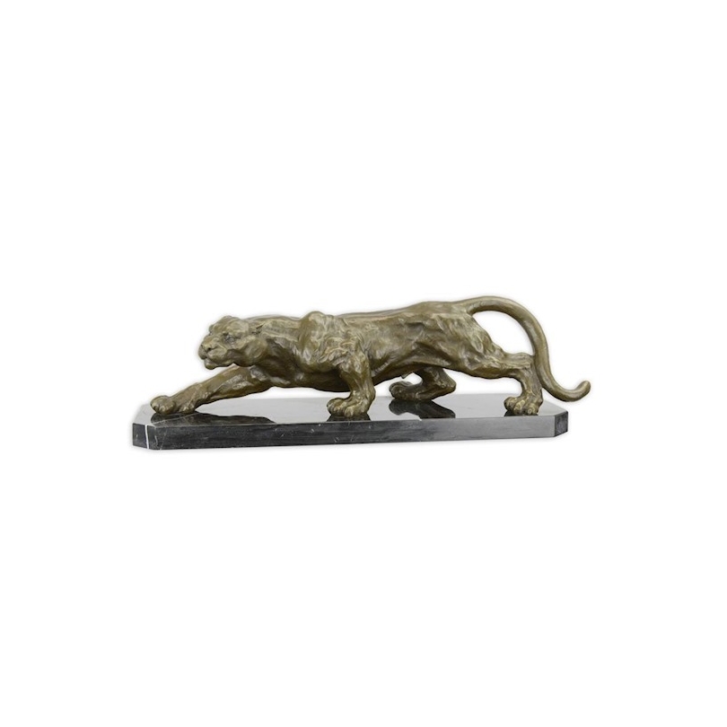 Bronze Panthère marchant socle en marbre