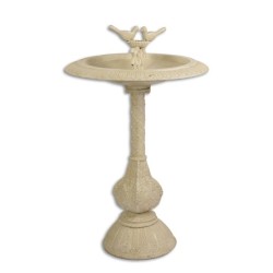 Round white cast-iron bird bath