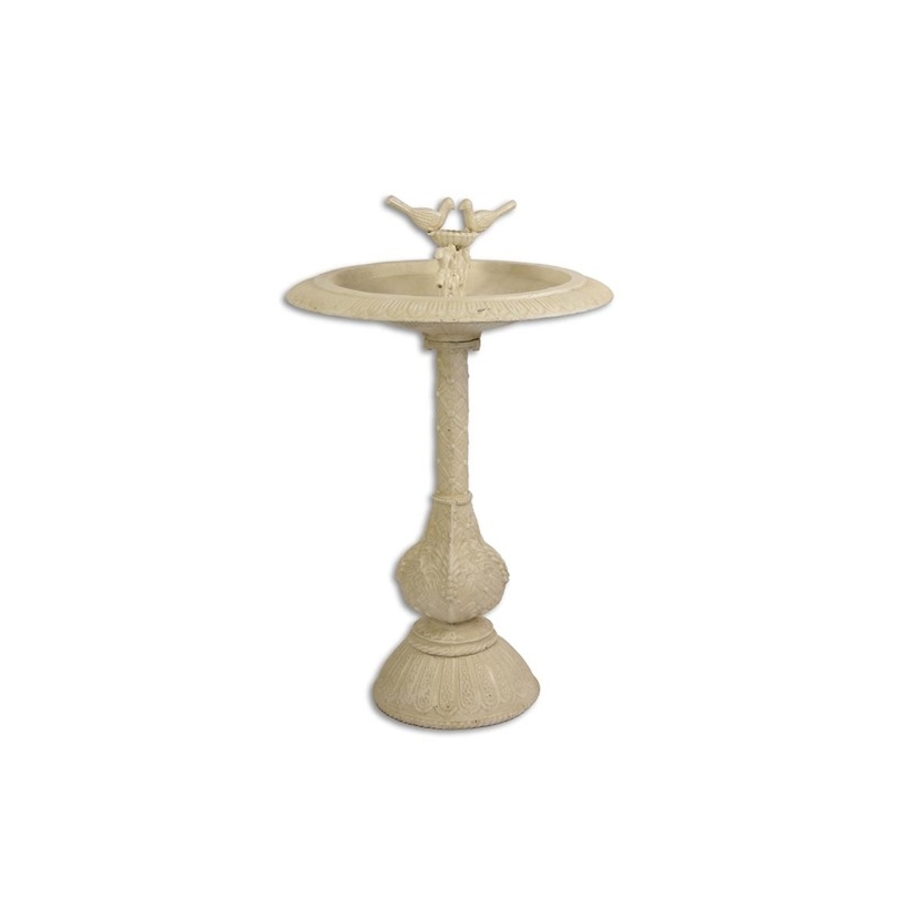 Bain d'oiseaux rond en fonte blanche