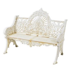 White cast-iron garden bench