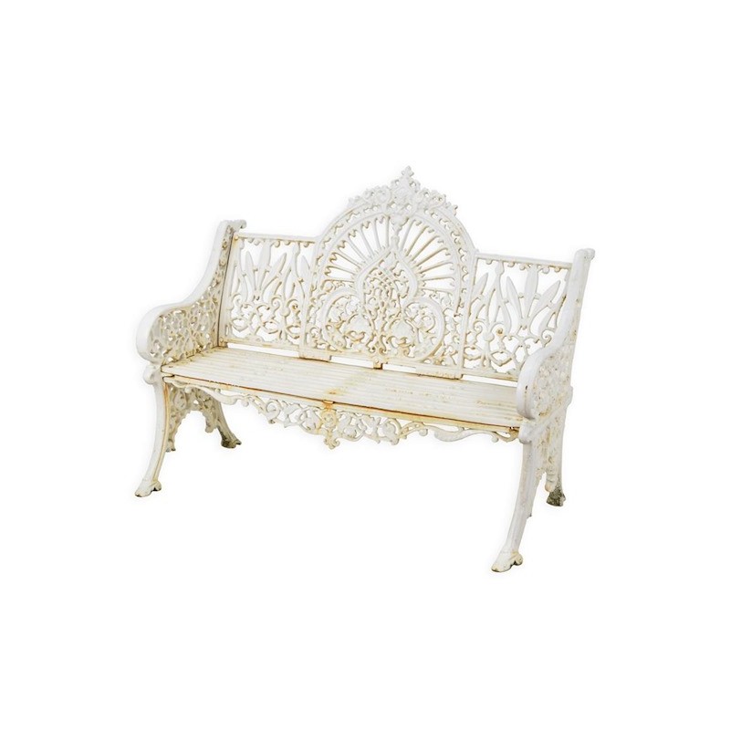 White cast-iron garden bench