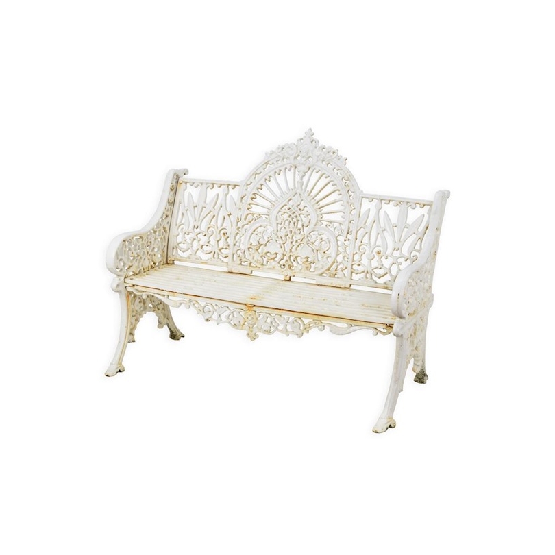 Banc de jardin en fonte blanche