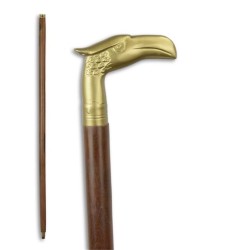 Walking stick with an eagle-head handle in brass