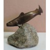 Truite courbe en bronze signée REUSSNER