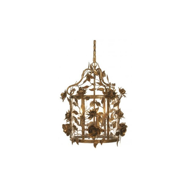 Lanterne suspension Fleurs dorées (sans verres)