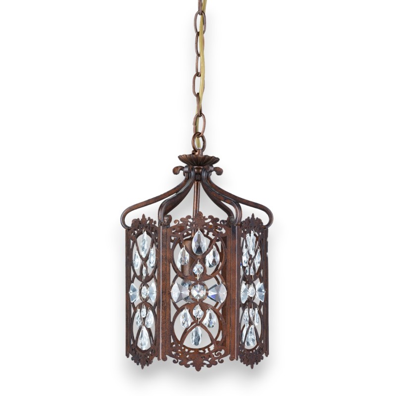 Lanterne suspension hexagonale à cristaux