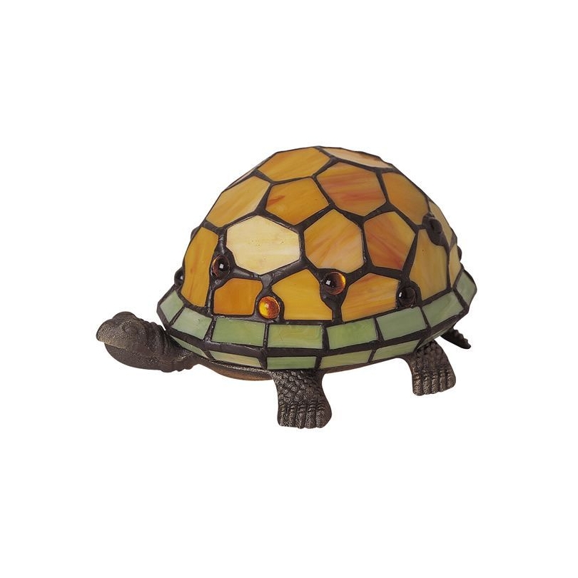 Lampe style Tiffany en forme de tortue, orange