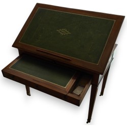 Tronchin Directoire table in mahogany, with a leather top by  Moinat SA  - Antiques and interior design