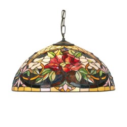 Suspension style Tiffany, abat-jour Fleur rouges