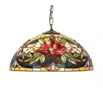 Suspension style Tiffany, abat-jour Fleur rouges