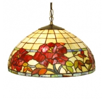 Suspension style Tiffany, abat-jour Fleur rouges