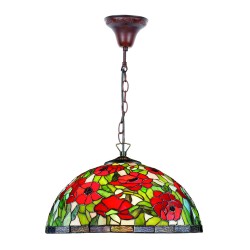 Suspension style Tiffany, décor coquelicots