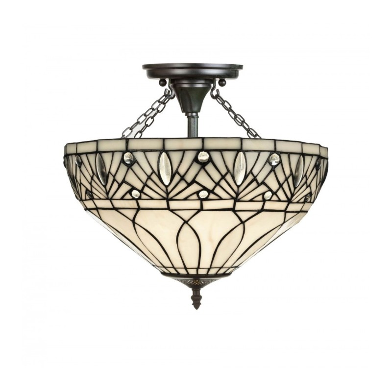Plafonnier style Tiffany, décor géométrique