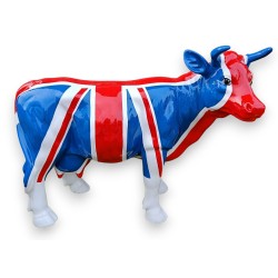 Petite vache en résine \"Drapeau Britanique\"