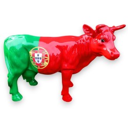 Petite vache en résine \"Drapeau Portugais\"