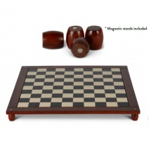 Plateau de jeux d'échec et dames en bois