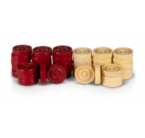 Pions dames en résine rouge et beige