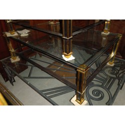 Table basse en laiton avec plateau en verre