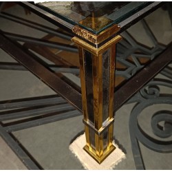 Table basse en laiton avec plateau en verre