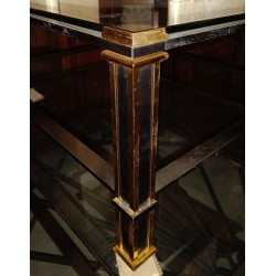 Table basse en laiton avec plateau en verre
