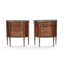 Paire de commodes demi-lune de style Louis XVI